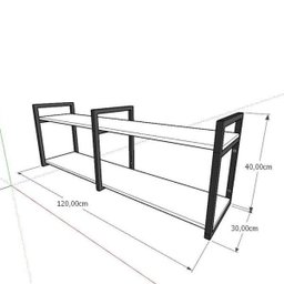 Prateleira Industrial para Escritório - Aço Preto - MDF 30cm - Modelo Ind04 - 2