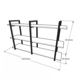Prateleira Industrial para Sala - Aço Preto 30cm - Modelo Ind12 - 3