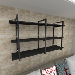 Prateleira Industrial para Sala - Aço Preto 30cm - Modelo Ind12 - 2