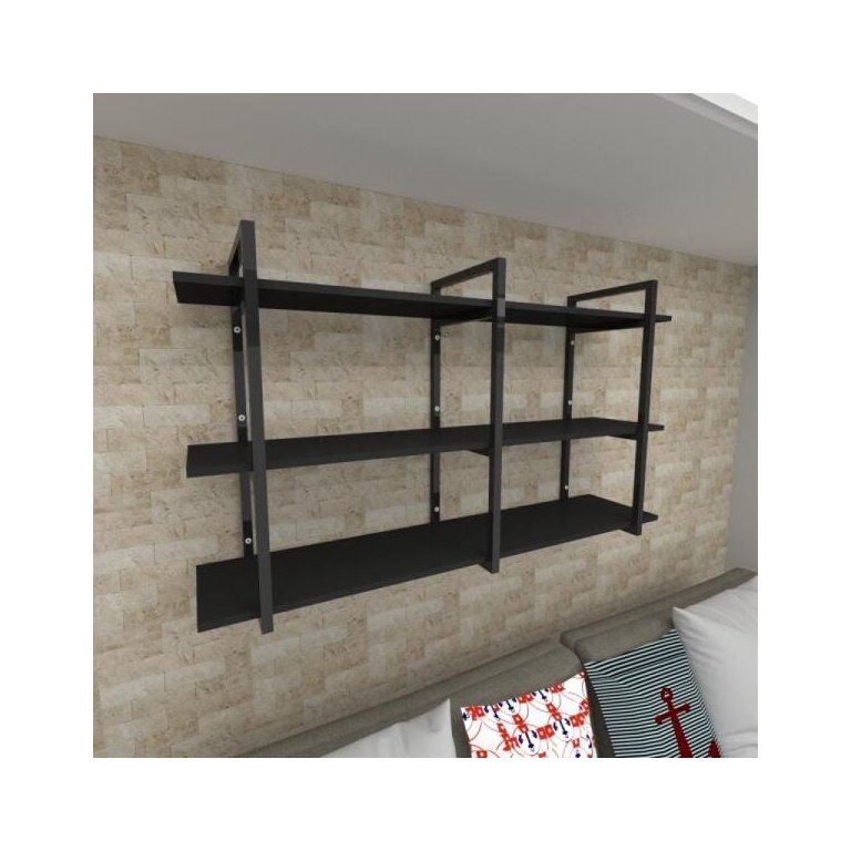 Prateleira Industrial para Sala - Aço Preto 30cm - Modelo Ind12