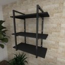 Ver imagem 1 de Prateleira Industrial para Sala - Aço Preto - 30cm - Modelo Ind09