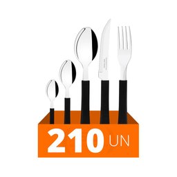 Faqueiro Leme 210 Peças Lâminas Em Aço Inox Cabo Preto Pbag - Tramontina - 1