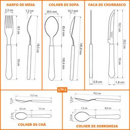 Faqueiro Leme 210 Peças Lâminas Em Aço Inox Cabo Preto Pbag - Tramontina - 4