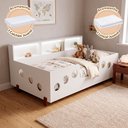 Ver imagem 2 de Cama Infantil Montessoriana Lanna com Colchão Juvenil LED Nicho Branca Acompanha Lençol Infantil