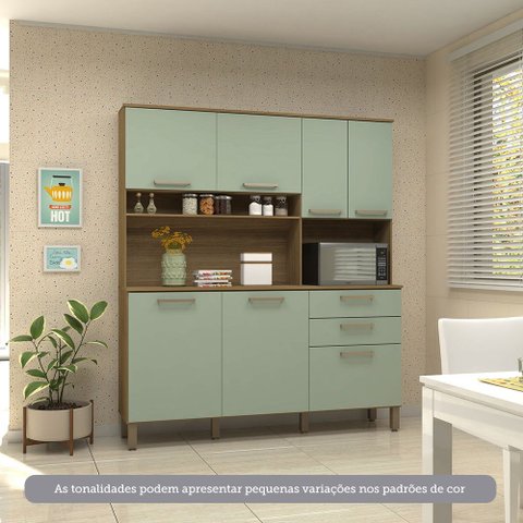Cozinha Compacta 165,40cm 7 Portas e 2 Gavetas com Tampo 353 Luciane Móveis