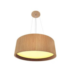 Lustre Pendente Madeira Redondo 30 Cm para Sala de Estar Sala de Jantar Cor Freijo