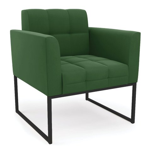 Poltrona Elisa Suede Base Metálica Industrial Preto - D'Rossi Verde