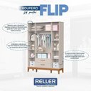 Ver imagem 5 de Jogo de Quarto Infantil Flip Guarda Roupa 4 Portas Cômoda 4 Gavetas MDF Areia Fosco Reller Móveis