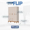 Ver imagem 4 de Jogo de Quarto Infantil Flip Guarda Roupa 4 Portas Cômoda 4 Gavetas MDF Areia Fosco Reller Móveis