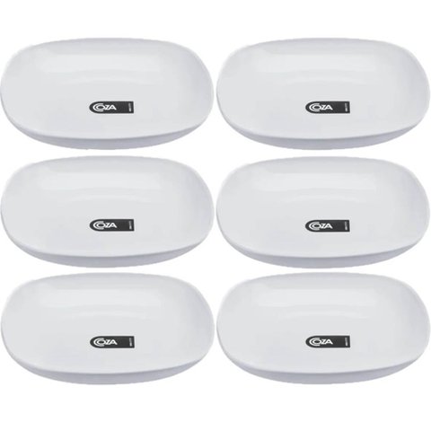 Kit 6 Pratos Plásticos Brancos 17,2cm Essential Coza Servir Petiscos Frutas Mesa Posta