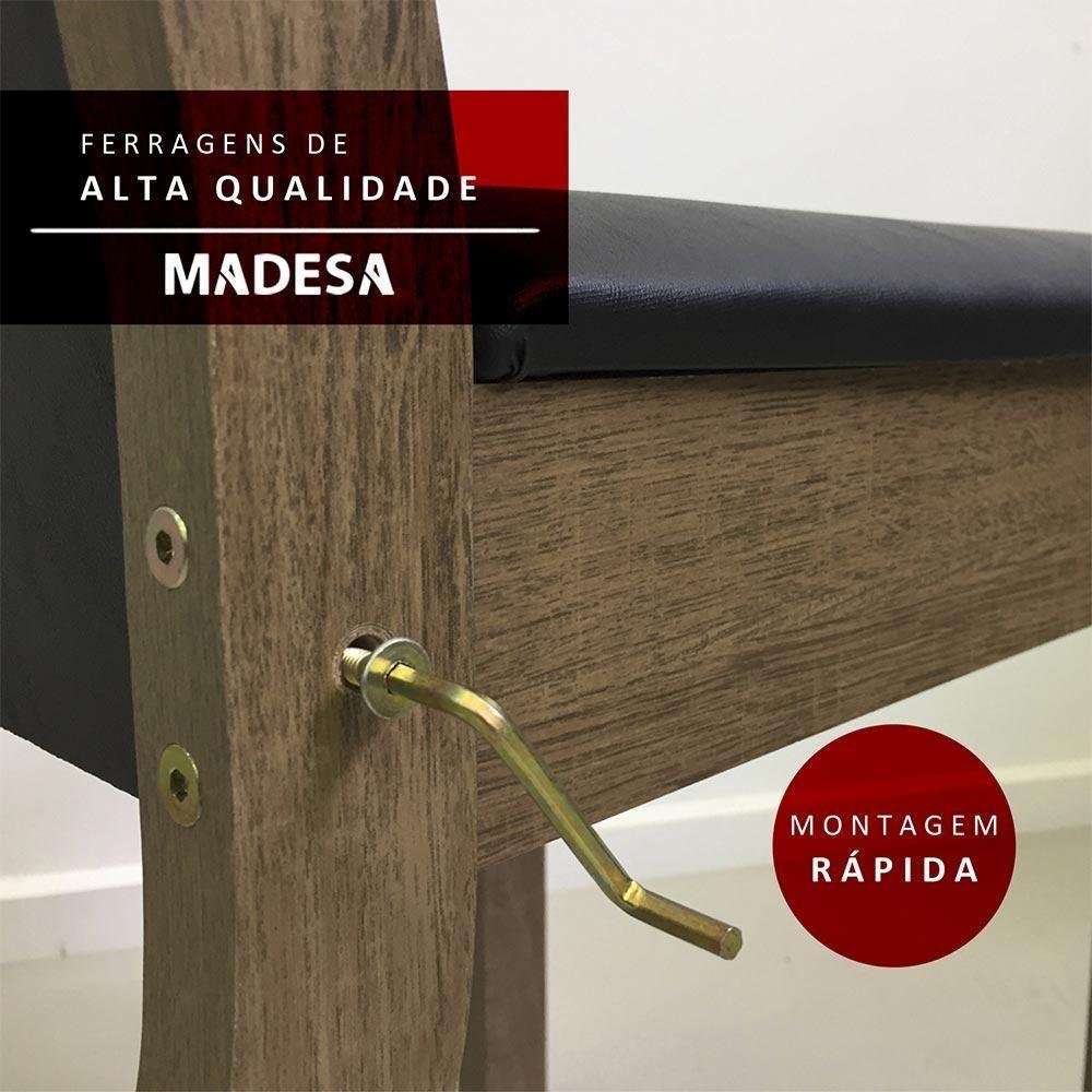 Conjunto Mesa Tampo de Vidro com 4 Cadeiras Rustic e Preto - 10