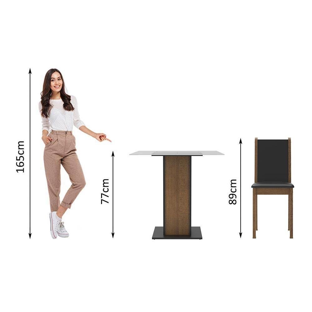 Conjunto Mesa Tampo de Vidro com 4 Cadeiras Rustic e Preto - 6