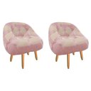 Ver imagem 1 de Kit 02 Poltrona Paloma Escritório Sala Pé Palito Suede Rosa Bebê e Suede Bege Rosado - DOMINIC DECOR