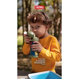 Garrafa Garrafinha Térmica Infantil Thermos 355ml Dinossauro - 5