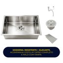 Ver imagem 5 de Cuba Cozinha Gourmet Aço Inox 304 Escovado Completa 50x40 Prata Brinovar