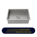 Ver imagem 2 de Cuba Cozinha Gourmet Aço Inox 304 Escovado Completa 50x40 Prata Brinovar