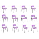 Ver imagem 1 de Kit 12 Cadeiras Infantil Iso, Escola, Base Cinza- Lilas