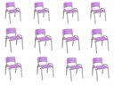 Ver imagem 1 de Kit 12 Cadeiras Infantil Iso, Escola, Base Cinza- Lilas