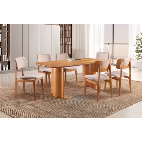 Sala de Jantar Moderna 6 Cadeiras - Skye - Requinte Salas