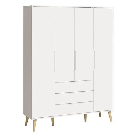 Guarda Roupa Infantil Retrô Elfe Branco Acetinado Natural - Reller