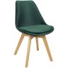 Cadeira Charles Eames Leda Veludo Luisa Saarinen Estofada Base Madeira - Verde - 1
