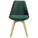 Ver imagem 2 de Cadeira Charles Eames Leda Veludo Luisa Saarinen Estofada Base Madeira - Verde