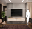 Ver imagem 3 de Rack para TV 180cm Suspenso com 2 Portas Bancada Future Branco/Nature Peternella