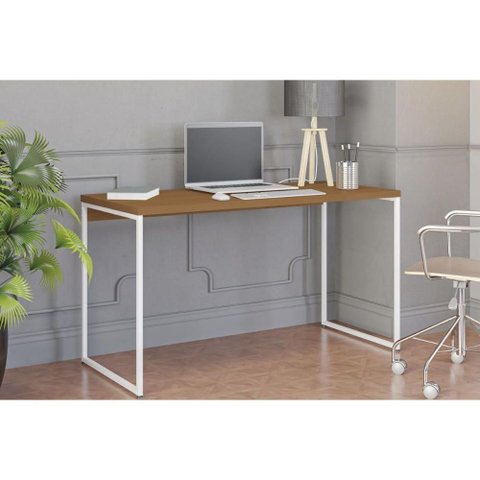 Mesa Secretária Escritório Secretária Industrial Li003 Canela/branco - Kappesberg