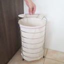 Ver imagem 2 de Cesto Para Roupas Redondo de Chão com Tampa Banheiro Lavanderia