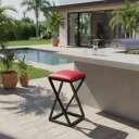 Ver imagem 1 de Banqueta Banquinho de Ferro Pequena 50 Cm Altura:vermelho