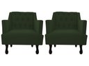 Ver imagem 1 de Kit 2 Poltronas Decorativa Julia Suede Verde Pés Madeira Ms Decor