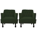 Ver imagem 1 de Kit 2 Poltronas Decorativa Julia Suede Verde Pés Madeira Ms Decor
