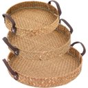 Ver imagem 1 de Kit 3 Bandejas Decorativa para Servir Home&Co Fibra Natural Bege