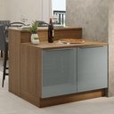 Ver imagem 1 de Ilha de Cozinha com Bancada e Balcão 120 Cm Rustic/cinza Lux Madesa Rustic/cinza