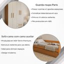 Ver imagem 2 de Conjunto Quarto Bicama Duo + Guarda-Roupa Paris 4 Portas 2 Gavetas com 2 Colchões - Nature/Off-White