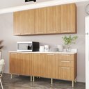 Ver imagem 1 de Cozinha Compacta Girassol 9 Portas e 3 Gavetas com Divisor de Talheres Freijó/mármore Branco - Tecno