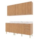 Ver imagem 2 de Cozinha Compacta Girassol 9 Portas e 3 Gavetas com Divisor de Talheres Freijó/mármore Branco - Tecno