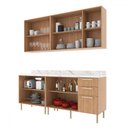 Ver imagem 3 de Cozinha Compacta Girassol 9 Portas e 3 Gavetas com Divisor de Talheres Freijó/mármore Branco - Tecno