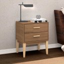 Ver imagem 2 de Mesa de Apoio para Sala com 2 Gavetas 50 X 59 X 38 Cm Pés Madeira Mdp Freijó - Clicklar