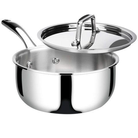 Duxtop Panela Inox Tri-ply com Tampa 3l, Compatível com Indução