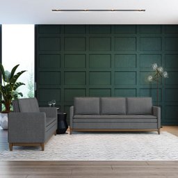 Sofá Inga 3 e 2 Lugares Grafite Casa de Pedra - 4