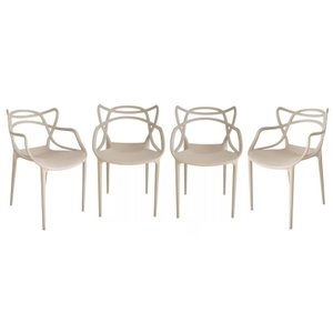 Kit 4 Cadeiras Allegra em Pp para Área Externa e Sala de Jantar ou Estar Cor Nude Ecomhome