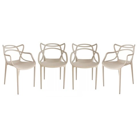 Kit 4 Cadeiras Allegra em Pp para Área Externa e Sala de Jantar ou Estar Cor Nude Ecomhome