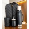 Kit chimarrão preto Mateira Bi- partida Couro, Bomba, Garrafa Stanley 0,95L e porta erva - 6