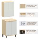 Ver imagem 2 de Kit Armário Aéreo e Balcão 2 Portas 60 Cm Aurora Cinza Cristal Pet/cinza Cristal