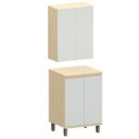 Ver imagem 1 de Kit Armário Aéreo e Balcão 2 Portas 60 Cm Aurora Cinza Cristal Pet/cinza Cristal