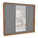 Ver imagem 2 de Guarda-roupa Casal Porto 3 Portas 4 Gavetas com Espelho Freijó/cinza - Politorno