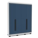 Ver imagem 2 de Roupeiro Solteiro Valência 4 Portas 4 Gavetas 161x214cm Branco/Azul 240833