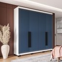 Ver imagem 1 de Roupeiro Solteiro Valência 4 Portas 4 Gavetas 161x214cm Branco/Azul 240833