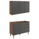 Ver imagem 1 de Armario Aereo Balcao Pia 120 Cm Mdf Kali Carvalho Toq Chumbo
